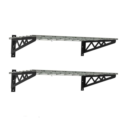 Saferacks 18" x 36" Wall Shelves | Two Pack with Hooks 