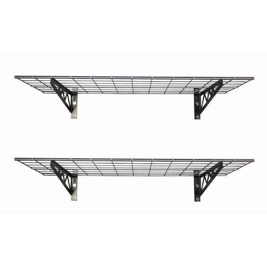 Saferacks 24" x 48" Wall Shelves  | Heavy-Duty Two Pack with Hooks 
