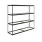 Heavy-duty garage shelving unit with four adjustable wire shelves for durable storage solutions.