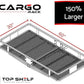 Illustration of Top Shelf Storage Solutions' Cargo Rack, measuring 30" x 60", 150% larger capacity.