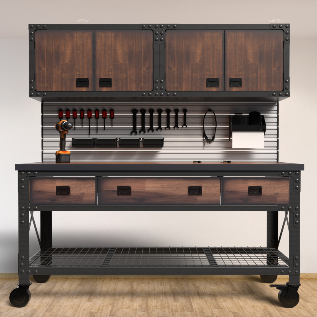 Duramax 3-Piece Garage Storage Combo Set w/ Workbench and Cabinets 3PWB2WC