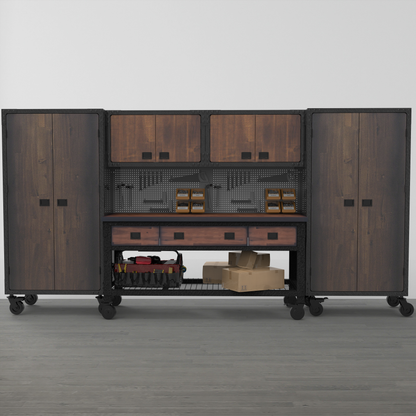 Duramax 5-Piece Garage Storage Combo Set w/ Workbench, Wall Cabinets and Free Standing Cabinets 5P1WB2WC2FC