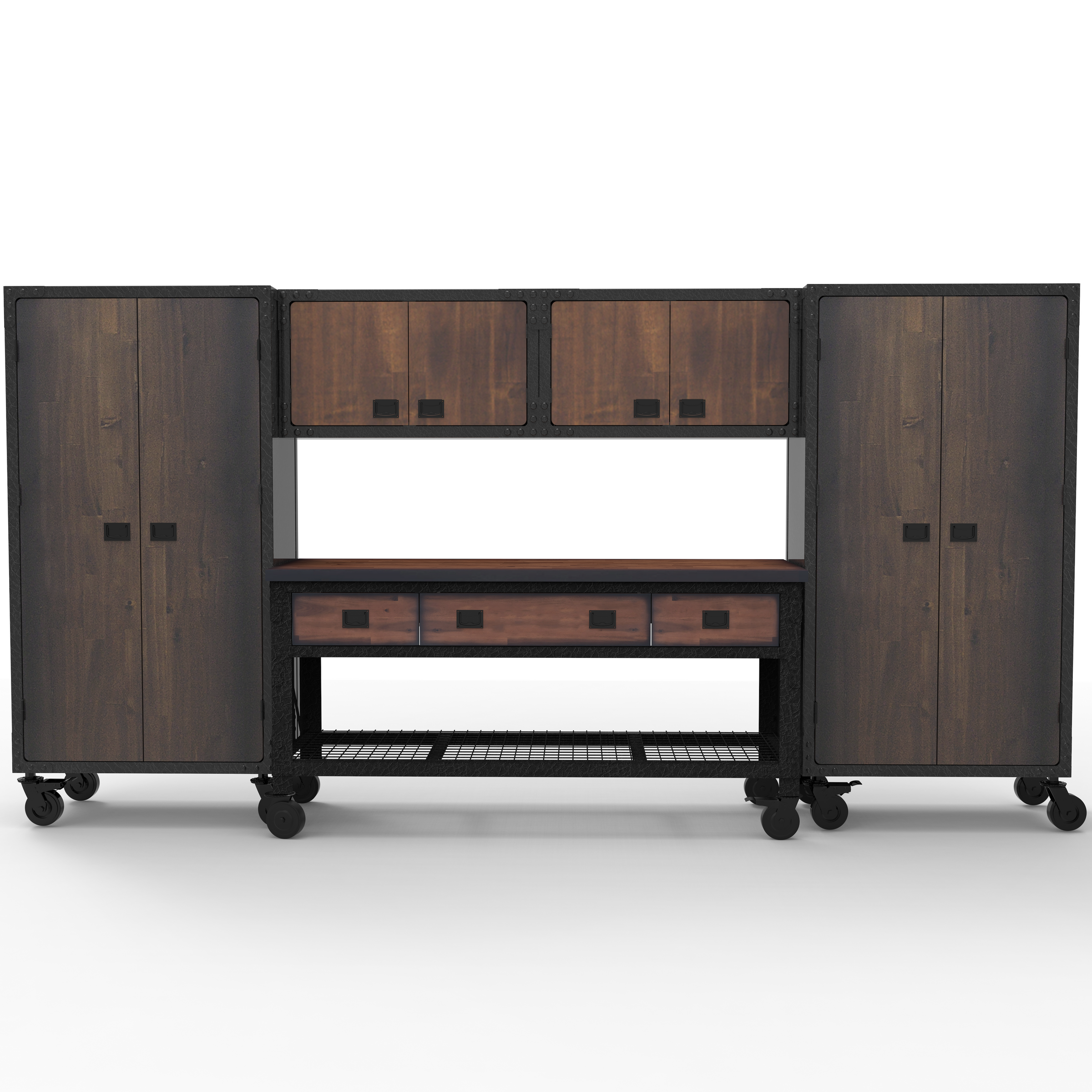 Duramax 5-Piece Garage Storage Combo Set w/ Workbench, Wall Cabinets and Free Standing Cabinets 5P1WB2WC2FC