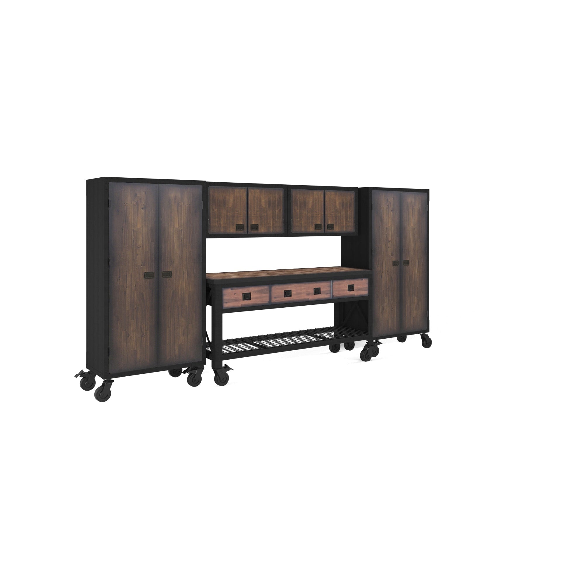 Duramax 5-Piece Garage Storage Combo Set w/ Workbench, Wall Cabinets and Free Standing Cabinets 5P1WB2WC2FC