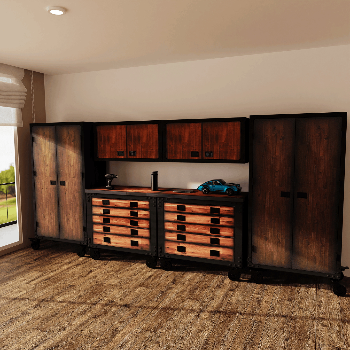 Duramax 6-Piece Garage Storage Combo Set w/ Tool Chests, Wall Cabinets and Free Standing Cabinets 6P2TC2WC2FC