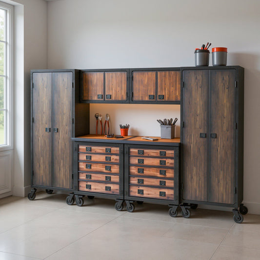 Duramax 6-Piece Garage Storage Combo Set w/ Tool Chests, Wall Cabinets and Free Standing Cabinets 6P2TC2WC2FC 