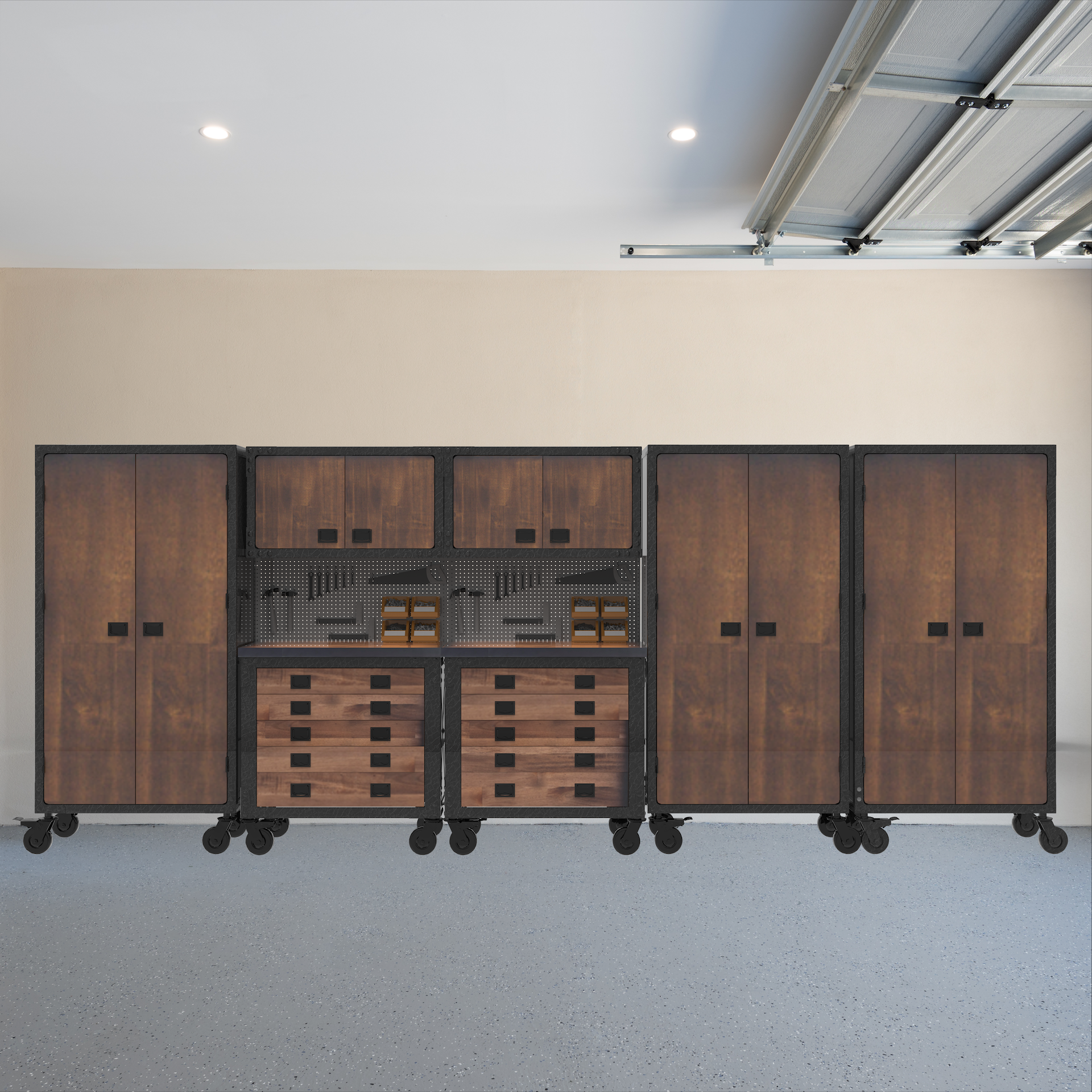 Duramax 7-Piece Garage Storage Combo Set w/ Tool Chests, Wall Cabinets and Free Standing Cabinets 7P2TC2WC3FC