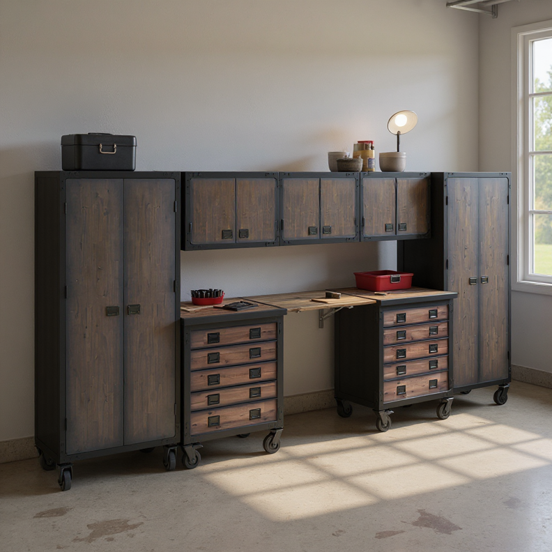 Duramax 8-Piece Garage Storage Combo Set w/ Tool Chests, Wall Cabinets, Folding Table and Free Standing Cabinets 8P2TC3WC2FC