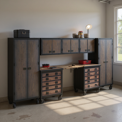 Duramax 8-Piece Garage Storage Combo Set w/ Tool Chests, Wall Cabinets, Folding Table and Free Standing Cabinets 8P2TC3WC2FC