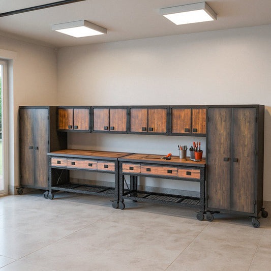 Duramax 8-Piece Garage Storage Combo Set w/ Workbenches, Wall Cabinets and Free Standing Cabinets 8P2WB4WC2FC 