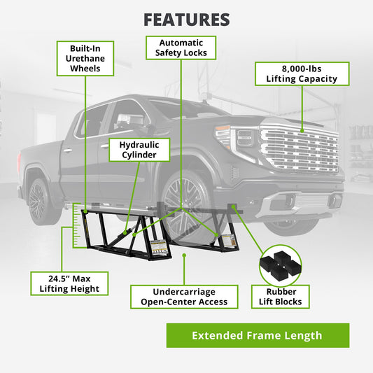 QuickJack 8000TLX 8,000-lb. Portable Car Lift Extended Frame 5175673 