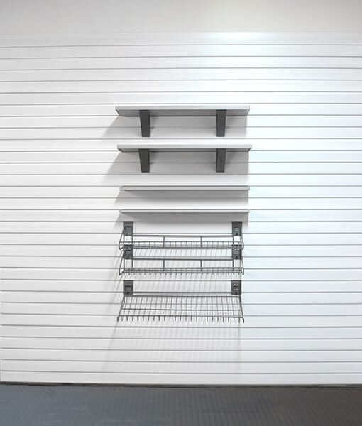 storeWALL Basic Shelf Bundle featuring multiple garage shelves and wire racks for optimal storage solutions. 