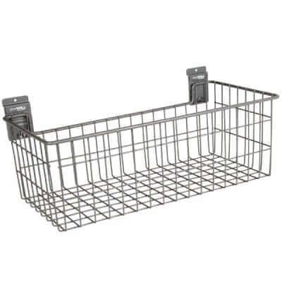 storeWALL Deluxe Garage Storage Basket for organized tools and equipment, featuring a durable wire design and hanging brackets.