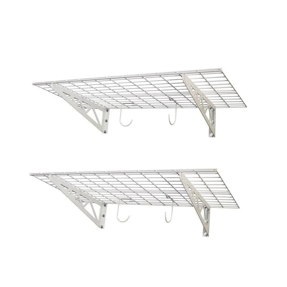 SafeRacks 24" x 48" Garage Wall Shelves | Heavy-Duty Two Pack with Hooks